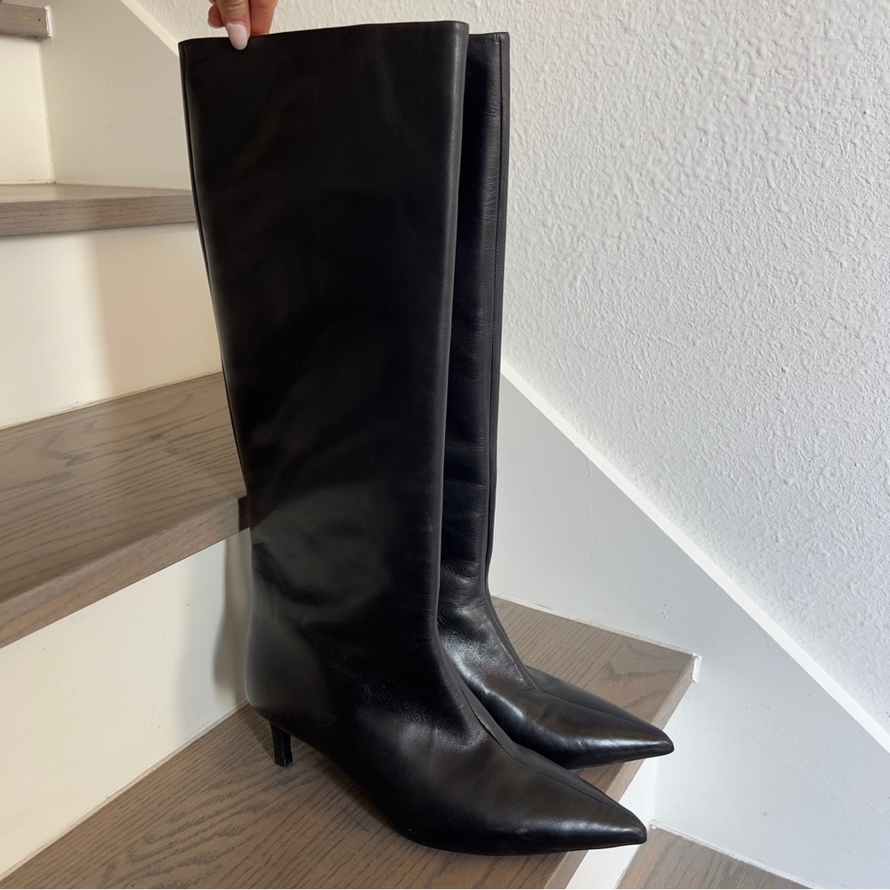 NWOB Free People Kiki Kitten Heel Leather Boots in Black - Picture 4 of 10